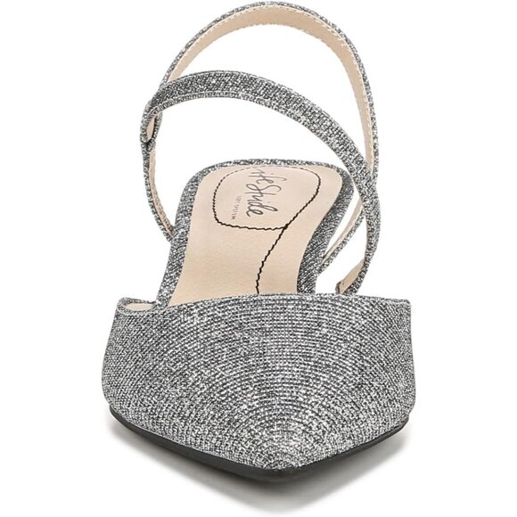 LifeStride Womens Pewter Shimmer Patent Polyurethane Pointed Closed Toe Pump - Picture 2 of 9